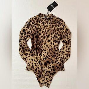 SKIMS Dolce and Gabbana Leopard Cotton Jersey Long Sleeve T-shirt Top